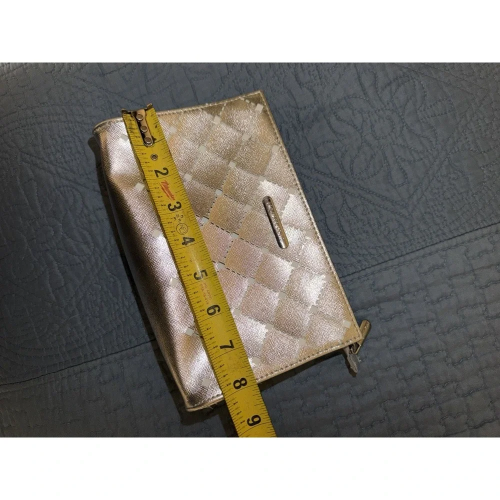 Michael Kors Silver Cosmetic Bag Case Women Travel Make Up Case